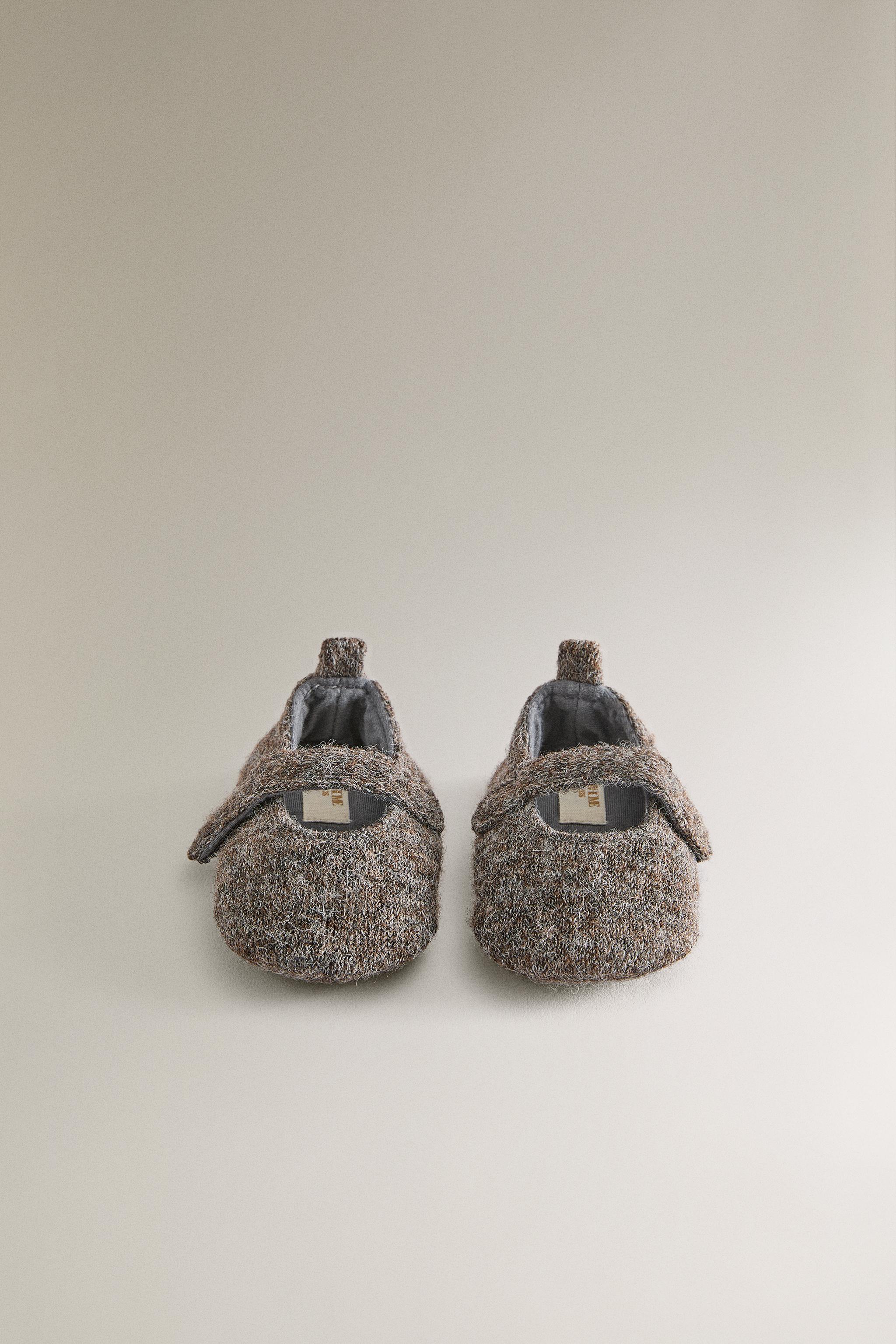 WOOL EFFECT BALLERINA SLIPPERS